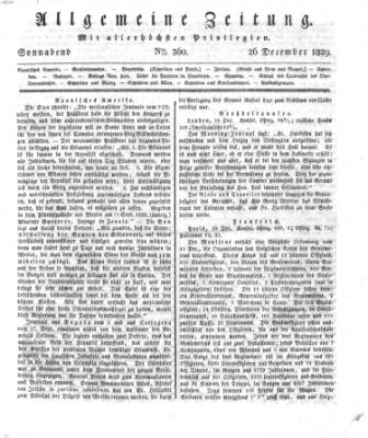 Allgemeine Zeitung Samstag 26. Dezember 1829