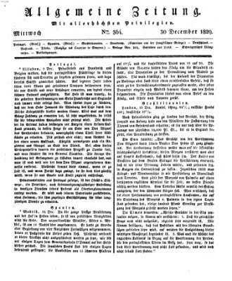 Allgemeine Zeitung Mittwoch 30. Dezember 1829