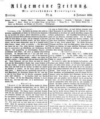 Allgemeine Zeitung Freitag 8. Januar 1830