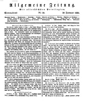 Allgemeine Zeitung Samstag 30. Januar 1830