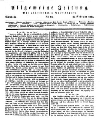 Allgemeine Zeitung Sonntag 28. Februar 1830