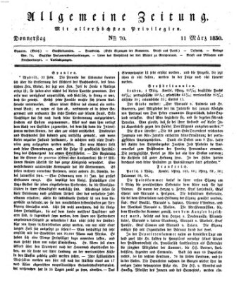 Allgemeine Zeitung Donnerstag 11. März 1830