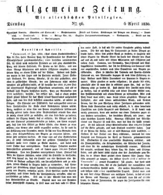 Allgemeine Zeitung Dienstag 6. April 1830