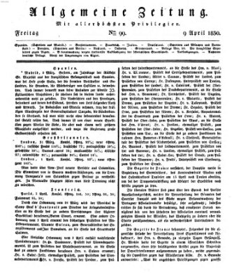 Allgemeine Zeitung Freitag 9. April 1830