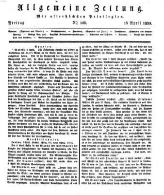 Allgemeine Zeitung Freitag 16. April 1830