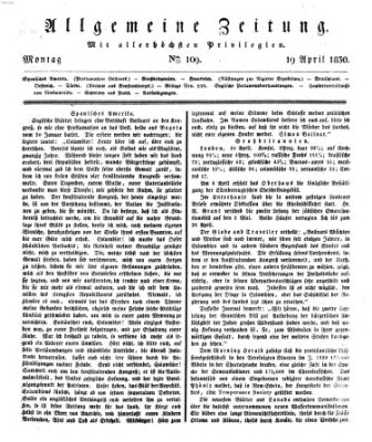 Allgemeine Zeitung Montag 19. April 1830