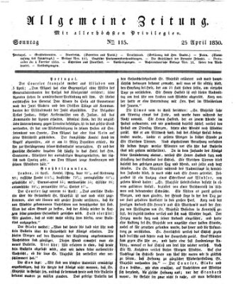 Allgemeine Zeitung Sonntag 25. April 1830