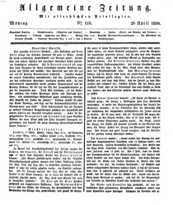 Allgemeine Zeitung Montag 26. April 1830