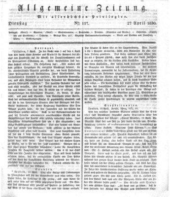 Allgemeine Zeitung Dienstag 27. April 1830