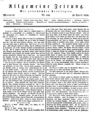 Allgemeine Zeitung Mittwoch 28. April 1830