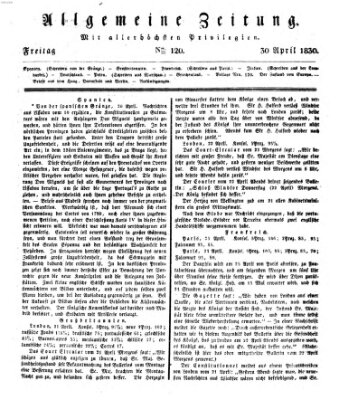 Allgemeine Zeitung Freitag 30. April 1830