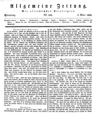 Allgemeine Zeitung Sonntag 2. Mai 1830