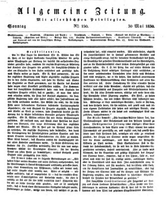 Allgemeine Zeitung Sonntag 30. Mai 1830