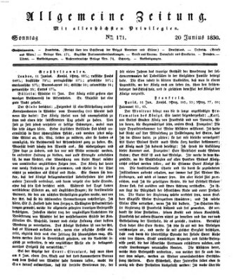 Allgemeine Zeitung Sonntag 20. Juni 1830