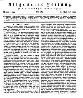 Allgemeine Zeitung Donnerstag 24. Juni 1830