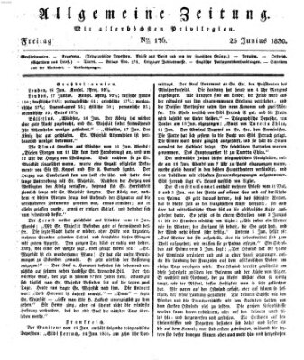 Allgemeine Zeitung Freitag 25. Juni 1830