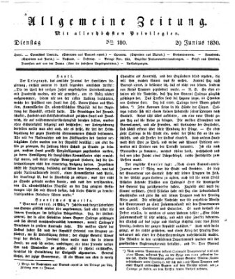 Allgemeine Zeitung Dienstag 29. Juni 1830