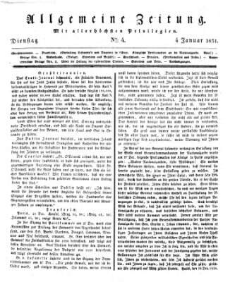 Allgemeine Zeitung Dienstag 4. Januar 1831