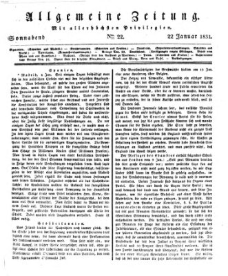 Allgemeine Zeitung Samstag 22. Januar 1831