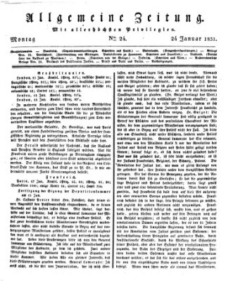 Allgemeine Zeitung Montag 24. Januar 1831