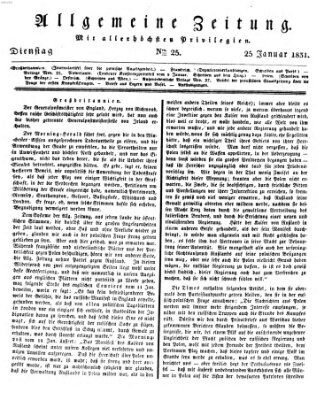 Allgemeine Zeitung Dienstag 25. Januar 1831