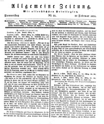 Allgemeine Zeitung Donnerstag 10. Februar 1831