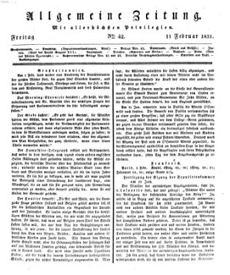 Allgemeine Zeitung Freitag 11. Februar 1831