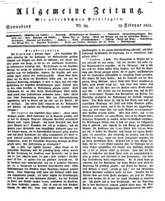 Allgemeine Zeitung Samstag 19. Februar 1831