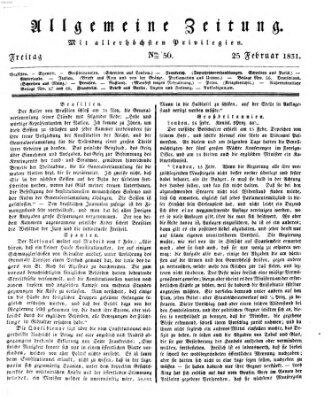 Allgemeine Zeitung Freitag 25. Februar 1831