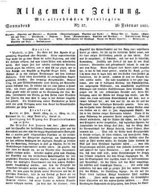 Allgemeine Zeitung Samstag 26. Februar 1831