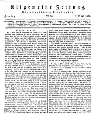 Allgemeine Zeitung Dienstag 1. März 1831