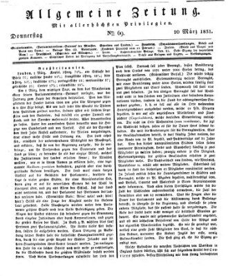 Allgemeine Zeitung Donnerstag 10. März 1831