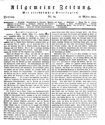 Allgemeine Zeitung Freitag 11. März 1831