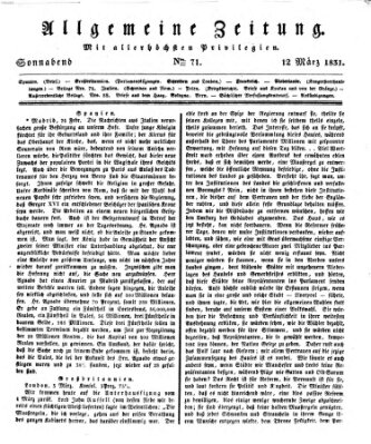 Allgemeine Zeitung Samstag 12. März 1831