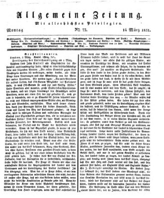 Allgemeine Zeitung Montag 14. März 1831