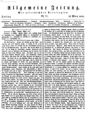 Allgemeine Zeitung Freitag 18. März 1831