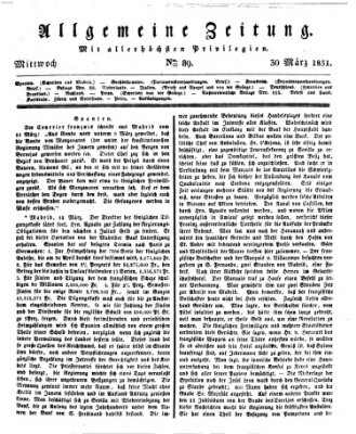 Allgemeine Zeitung Mittwoch 30. März 1831