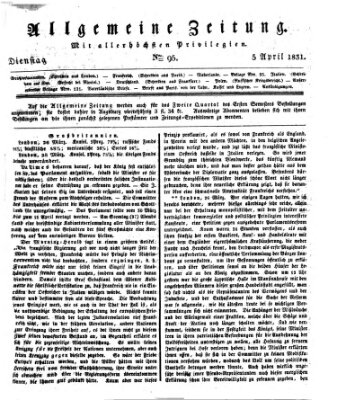 Allgemeine Zeitung Dienstag 5. April 1831