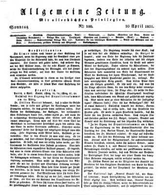 Allgemeine Zeitung Sonntag 10. April 1831