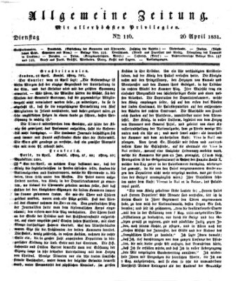 Allgemeine Zeitung Dienstag 26. April 1831