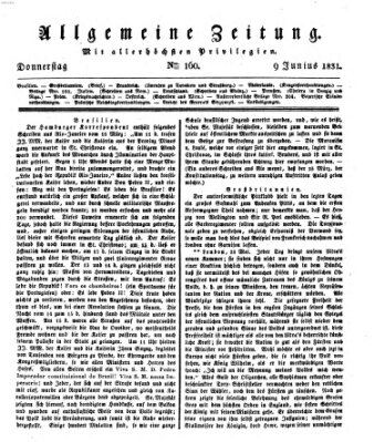 Allgemeine Zeitung Donnerstag 9. Juni 1831