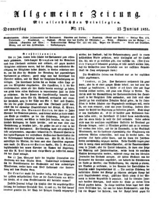 Allgemeine Zeitung Donnerstag 23. Juni 1831