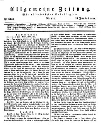 Allgemeine Zeitung Freitag 24. Juni 1831