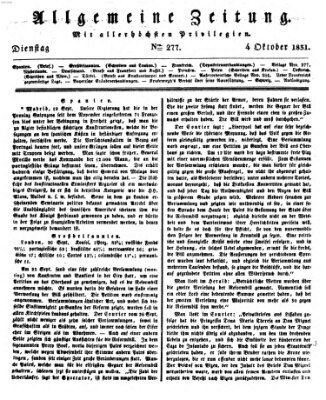 Allgemeine Zeitung Dienstag 4. Oktober 1831