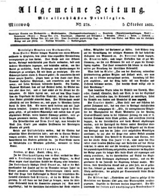 Allgemeine Zeitung Mittwoch 5. Oktober 1831