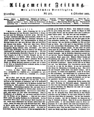 Allgemeine Zeitung Dienstag 4. Oktober 1831