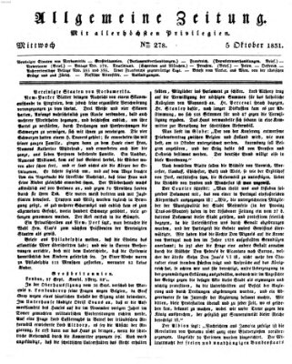 Allgemeine Zeitung Mittwoch 5. Oktober 1831