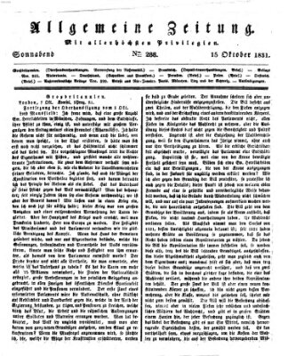 Allgemeine Zeitung Samstag 15. Oktober 1831