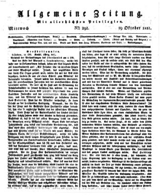 Allgemeine Zeitung Mittwoch 19. Oktober 1831