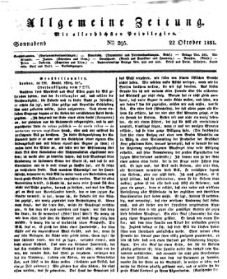 Allgemeine Zeitung Samstag 22. Oktober 1831